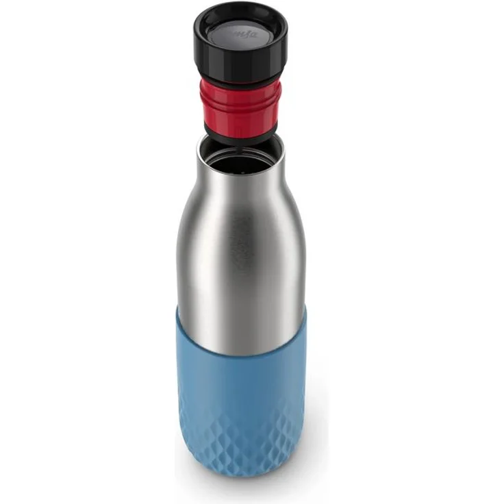 emsa Trinkflasche BLUDROP SLEEVE, 0,5 Liter, aqua spülmaschinenfest, Edelstahl mit Silikonmanschette, - 1 Stück (N3110700) – Bild 2