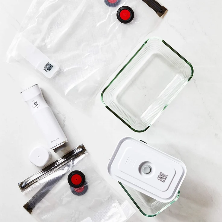 Zwilling Fresh & Save Vakuum- Starter-Set 7-tlg., inkl. Glasbox M 0,9 l, 1x Glasbox L 2,0 l Glas, Kunststoff, Silikon, transparent, weiß – Bild 4