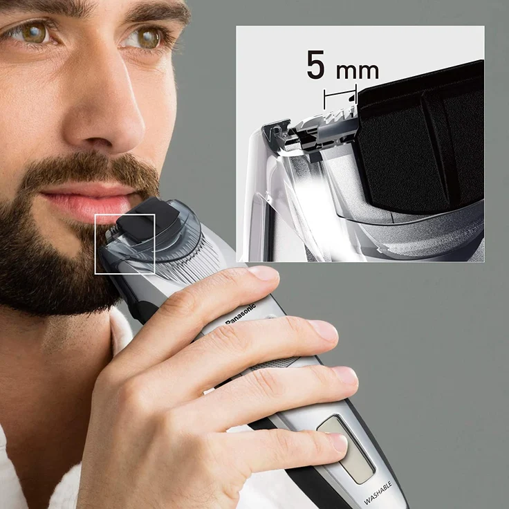 Panasonic ER-SB60-S803 Bartschneider / Haarschneider 19 präzise Längeneinstellungen 1-10 mm, ohne Aufsatz 0,5 mm inkl. Kammaufsatz und Ladeständer – Bild 5