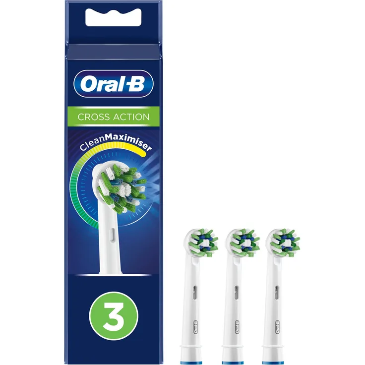 Oral-B CrossAction mit CleanMaximiser 3er Aufsteckbürste, weiß