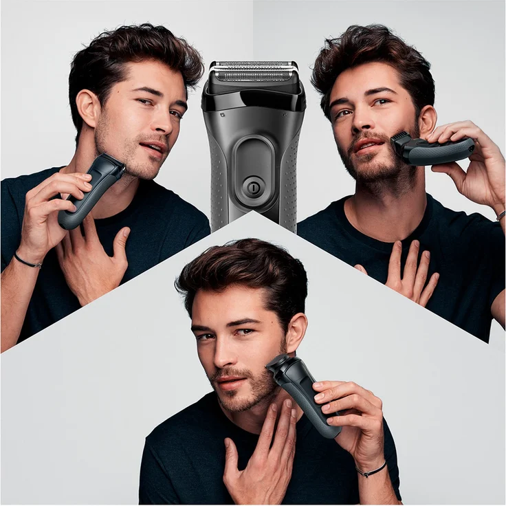Braun Series 3 3000BT Shave&Style 3-in-1 Herren Rasierer Trockenrasur inkl. Präzisionstrimmer und 5 Kammaufsätze schwarz – Bild 6