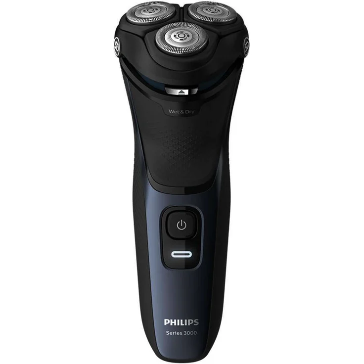 Philips S3134/57 Series 3000 Nass- und Trockenrasur inkl. Philips Nasen-/Ohrenhaartrimmer schwarz/blau – Bild 2