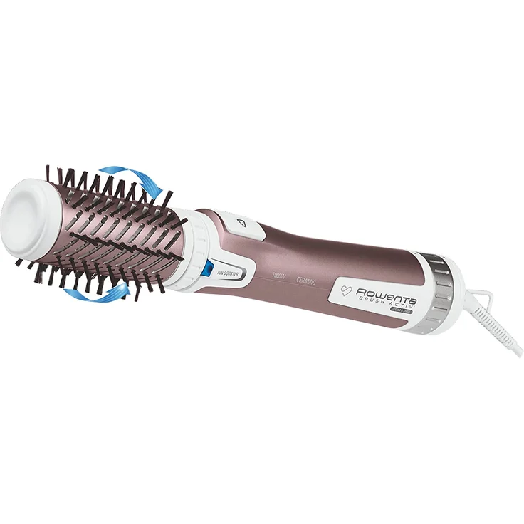 Rowenta CF9540 Brush Activ Premium Care rotierende Warmluftbürste, 1000 Watt, mit Naturborsten, Kaschmir-Keratin-Beschichtung, inkl. 2 Bürstaufsätze, weiß – Bild 2