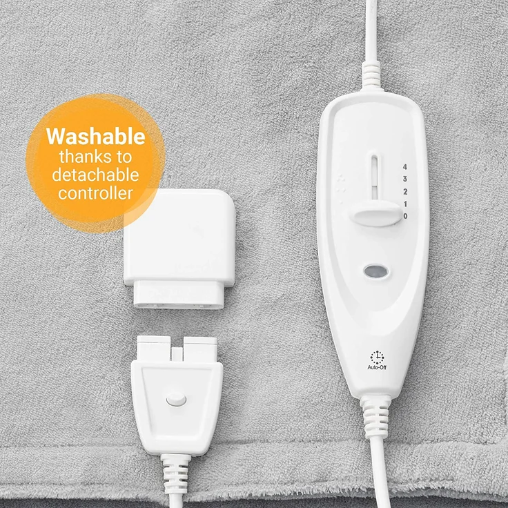 medisana HDW Kuschelheizdecke, waschbar, Kuscheldecke mit Abschaltautomatik, 4 Temperaturstufen, 180 x 130 cm, 2-farbig Wendeoptik, grau/dunkelgrau – Bild 7
