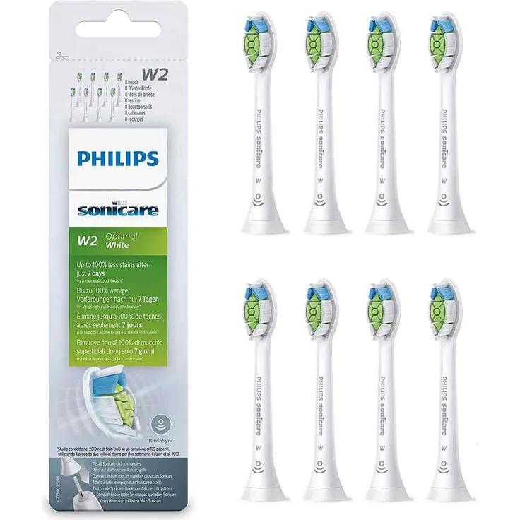 Philips Sonicare, HX6068/12 Optimal White, 2x weniger Verfärbungen für weißere Zähne,8 Stück