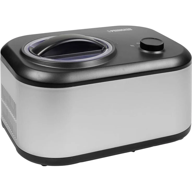 Princess 282608 Eismaschine mit Kompressor, inkl. Kühlaggregat, 1l, 100W, fertig in 60 Minuten, schwarz, silber – Bild 1