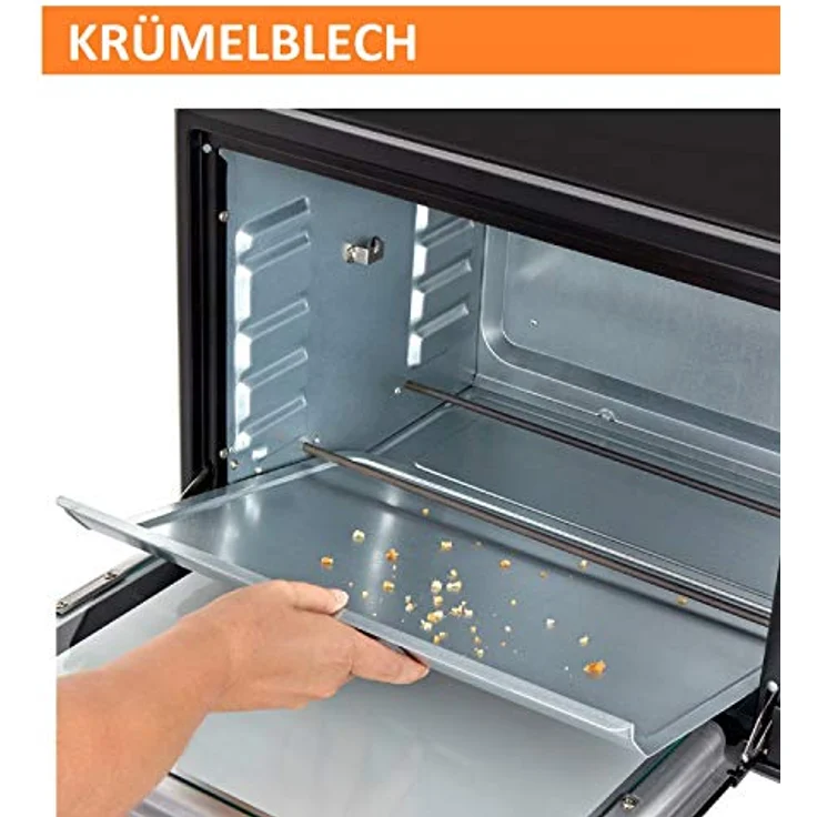 Stillstern Minibackofen mit Umluft (45L) Deutsche Version, 13 Programme, Zubehör 2x Backblech, Drehspieß, Ofenhandschuhe, LED-Display, 2000W, Toaster Grill Pizzaofen Mini Backofen ideal für Camping – Bild 4