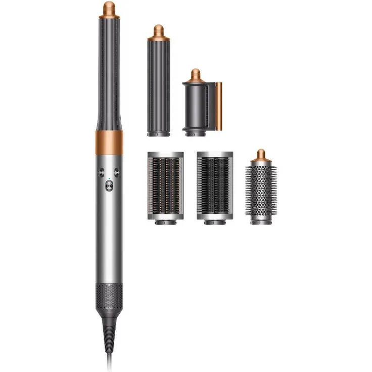 Dyson Airwrap Complete Long Multistyler für alle Haartypen Coanda-Effekt, 3 Temperaturstufen, Ionen-Technologie, Kaltstufe, inkl. 6 Aufsätze, neuer Trocknungs-Aufsatz für Styling-Vorbereitung, nickel, kupfer