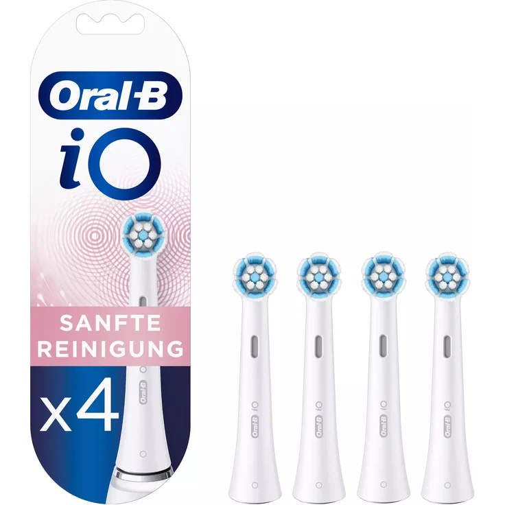 Oral-B iO Sanfte Reinigung 4er white Ersatzbürsten, für ein rundum sauberes Mundgefühl – Bild 1