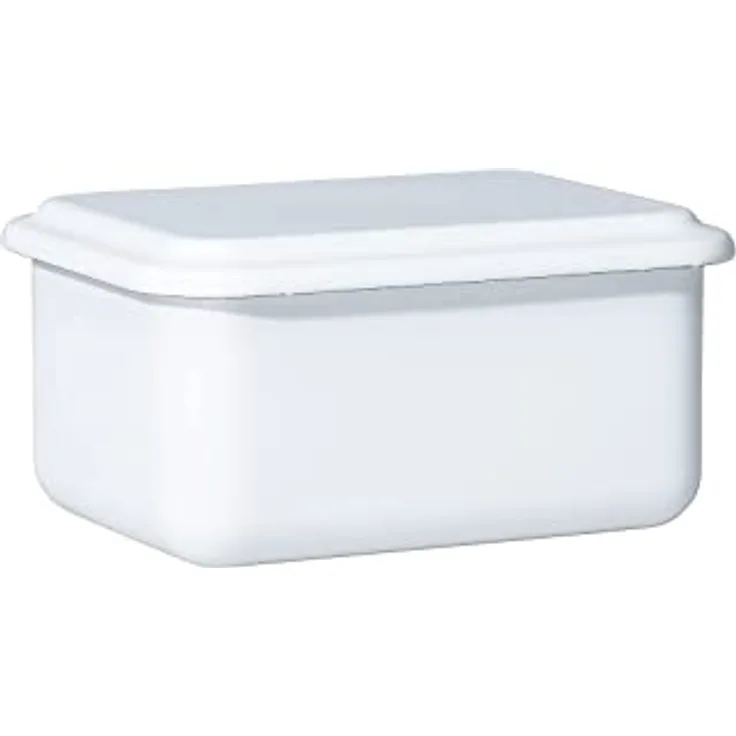 Riess Vorratsbehälter Emaille mit Deckel 15x11x7cm hoch Classic Weiss