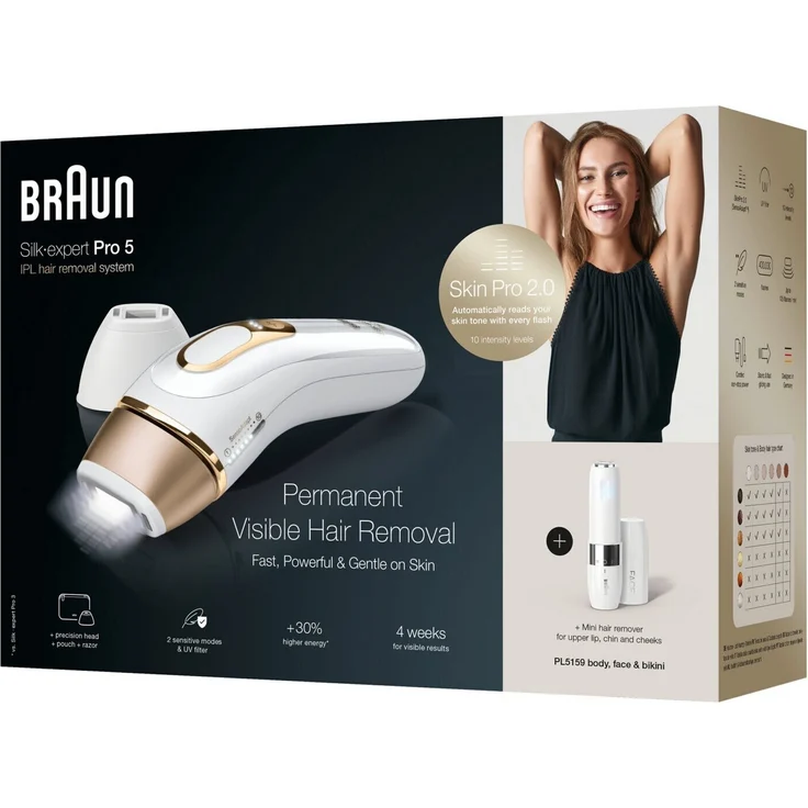 Braun Silk-expert Pro 5 PL5159 IPL-Haarentfernungsgerät + Mini-Gesichtsrasierer - rosegold & weiß – Bild 2