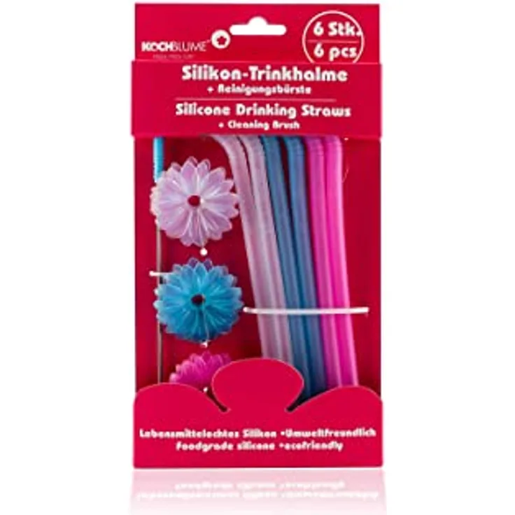 Kochblume Trinkhalme 6er Set + Bürste colormix (TU/EBL/PI)