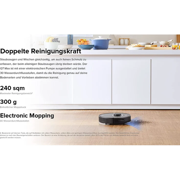 Roborock Q7 Max Saugroboter mit Wischfunktion, 180 min Akkubetrieb, Kartierung von 4 Etagen, 4200 Pa Saugleistung, konstanter Moppdruck, weiß – Bild 9