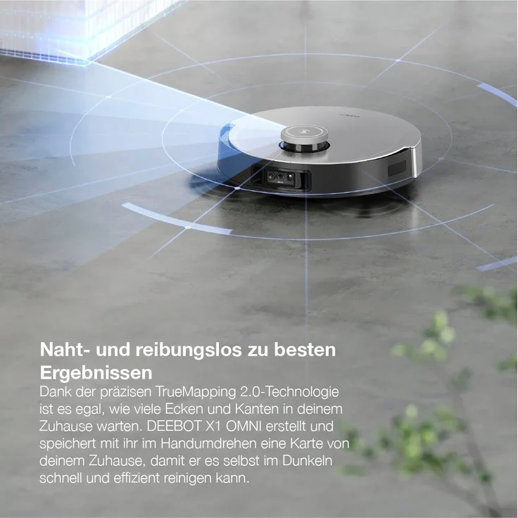 Ecovacs Deebot X1 Omni Saugroboter mit Wischfunktion und Absaugstation, 260 min Akkubetrieb, rotierender Wischausatz, 5000 Pa Saugleistung, schwarz – Bild 11