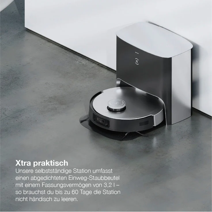 Ecovacs Deebot X1 Plus Saugroboter mit Wischfunktion und Absaugstation, 180 min Akkubetrieb – Bild 13