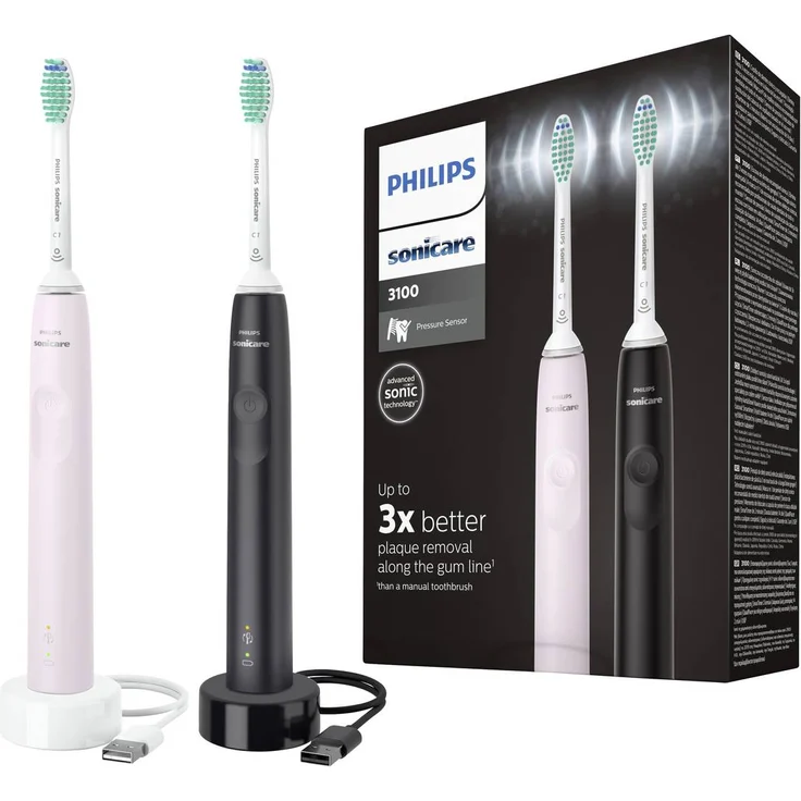 Philips Sonicare Serie 3100 HX3675-15 Elektrische Zahnbürste Schallzahnbürste Schwarz, Weiß – Bild 1