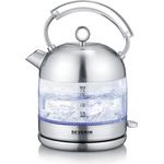 Severin WK 3459 Glas-Wasserkocher, 2400W, 1,7 Liter, Wasserstandsanzeige, abnehmbarer Deckel, silber