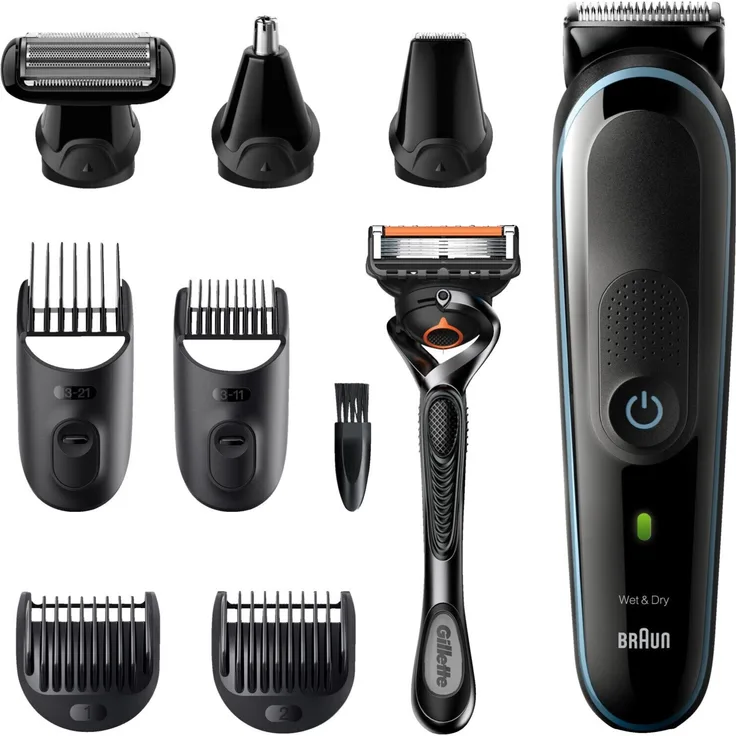 Braun MGK5380 9-in-1 Multi-Grooming-Kit Barttrimmer Haarschneider Grau blau