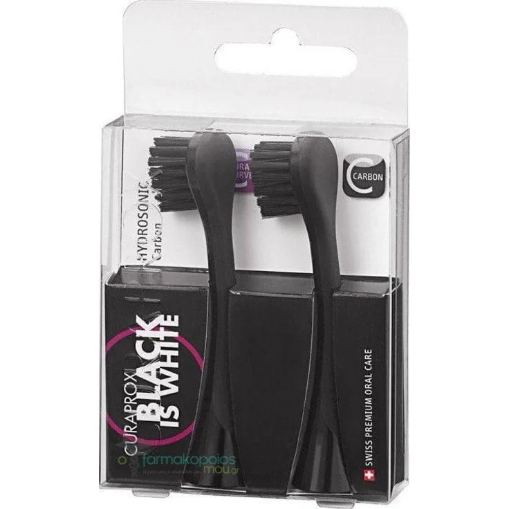 CURAPROX Black is White Aufsteckbürsten für elektrische Zahnbürste 2 St. Schwarz – Bild 1