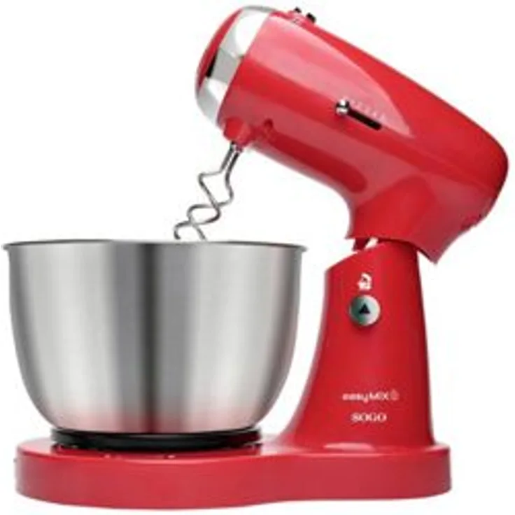 SOGO Human Technology BAT-SS-14506-R Küchenmaschine, 350W, 3,2 Liter Edelstahlschüssel, Kunststoff, Edelstahl, rot