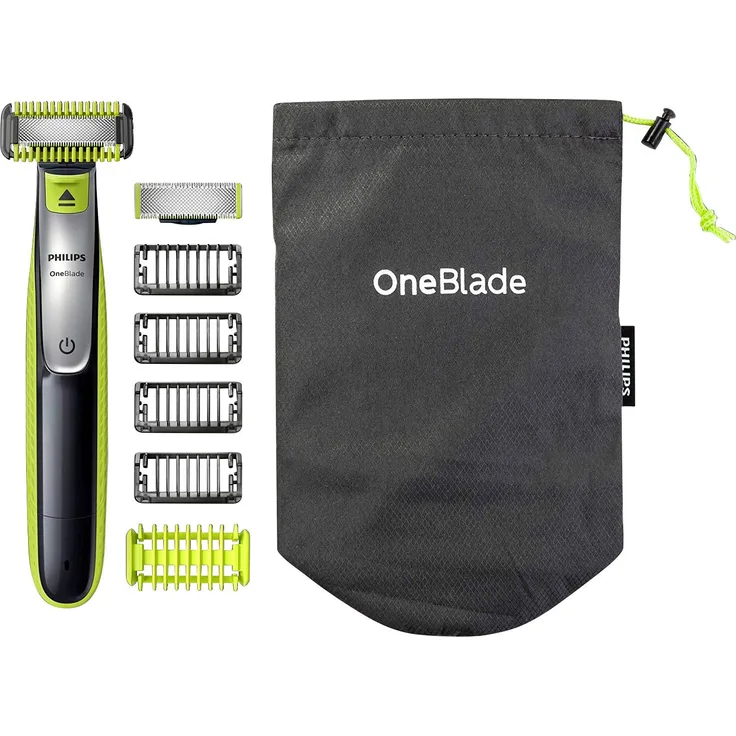 Philips OneBlade QP2630-30 Präzisions Trimmer, Bartschneider, Rasierer abwaschbar Schwarz, Grün, Silber