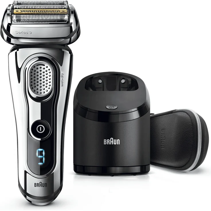 Braun Series 9 9297cc Rasierer Chrom Leder-Etui Premium Edition Wasserdicht – Bild 1