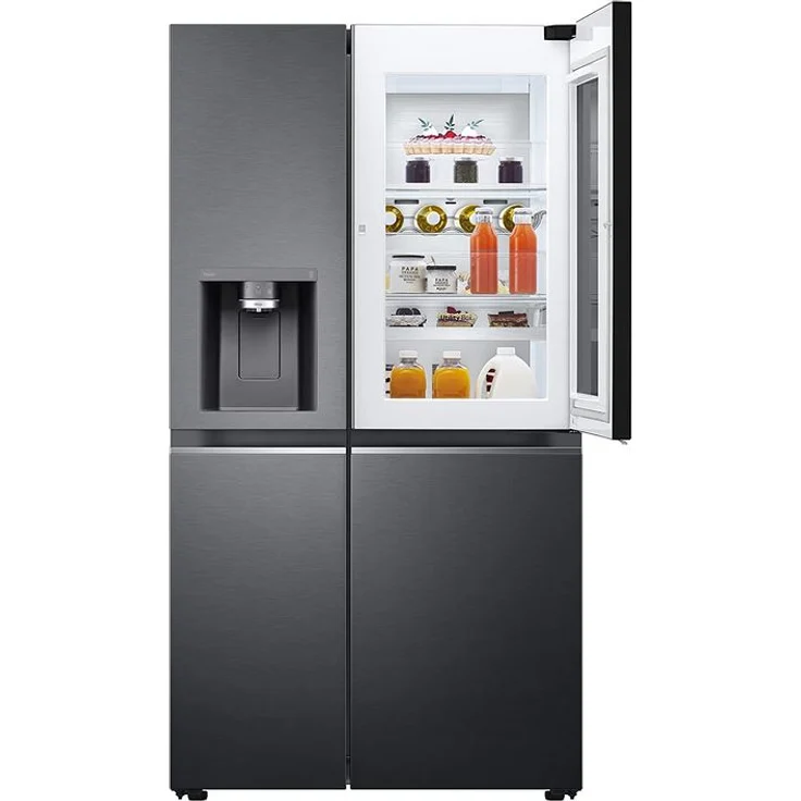 LG GSXV90MCAE Side-by-Side Kühlschrank, freistehend, schwarz, Total NoFrost, Wasser- und Eiswürfelspender, Festwasseranschluss, Smart Connectivity, LED, Breite 91.3 cm, Energieklasse E – Bild 6
