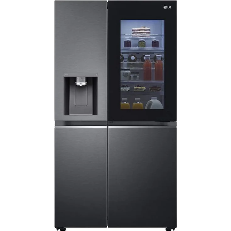 LG GSXV90MCAE Side-by-Side Kühlschrank, freistehend, schwarz, Total NoFrost, Wasser- und Eiswürfelspender, Festwasseranschluss, Smart Connectivity, LED, Breite 91.3 cm, Energieklasse E – Bild 2
