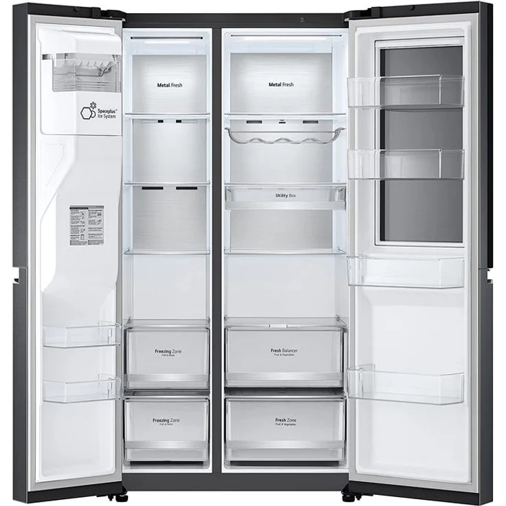 LG GSXV90MCAE Side-by-Side Kühlschrank, freistehend, schwarz, Total NoFrost, Wasser- und Eiswürfelspender, Festwasseranschluss, Smart Connectivity, LED, Breite 91.3 cm, Energieklasse E – Bild 8