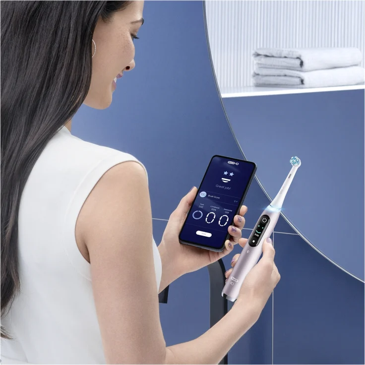 Oral-B iO Series 9N elektrische Zahnbürste, 7 Reinigungsprogramme, Reiseetui, rose quartz – Bild 6