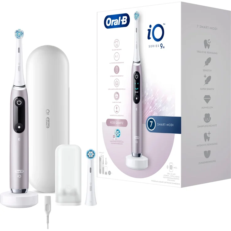 Oral-B iO Series 9N elektrische Zahnbürste, 7 Reinigungsprogramme, Reiseetui, rose quartz – Bild 2