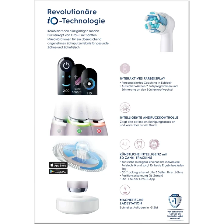Oral-B iO Series 9N elektrische Zahnbürste, 7 Reinigungsprogramme, Reiseetui, rose quartz – Bild 4