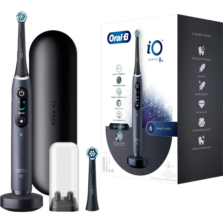 Oral-B iO Series 8N elektrische Zahnbürste, 6 Reinigungsprogramme, 2 Aufsteckbürsten, black onyx – Bild 2