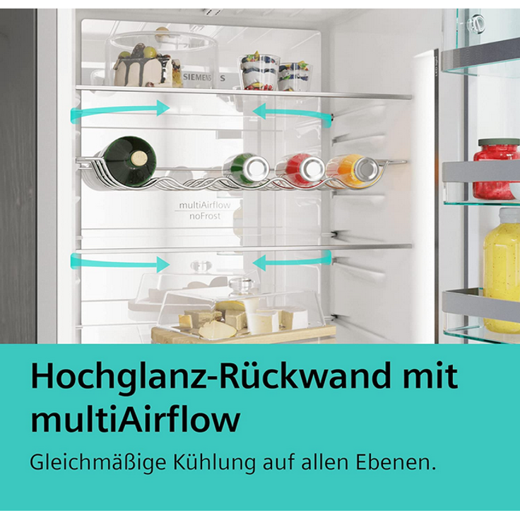 Siemens iQ300 KG39N2LCF Kühl-Gefrierkombination, freistehend, edelstahl, NoFrost, Schnellkühlen, 0-Grad-Zone, LED, Breite 60 cm, Energieklasse C – Bild 4