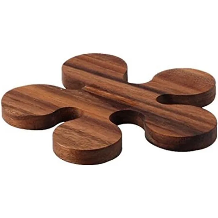 Continenta Topf- und Pfannen-Untersetzer aus Akazienholz in Klecks-Optik und Edel Qualität, Holz Topfunterlage, Größe: Ø 16 x 1,2 cm