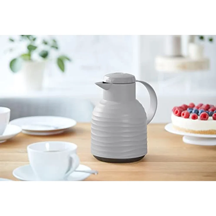 Emsa N4010900 Samba Wave Isolierkanne 1,0 Liter stone Quick-Press Kunststoff, Glas-Isolierkolben, Kaffeekanne: 12h heiß-24h kalt, made in Germany, 100 % dicht, stone – Bild 3