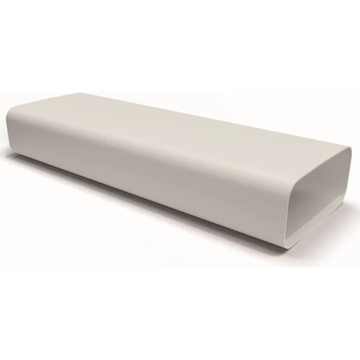 Airtec Flachkanal 175x80mm, Lüftungsrohr 50cm ohne Muffe, Kunststoff, weiß, Dunstabzug Küche