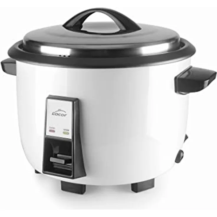 Lacor 69346 Professioneller Reiskocher, 3.6 L, Antihaftbeschichtet, Herausnehmbarer Inneneimer, Inklusive Löffel und Messbecher, 20 Portionen, Weiß