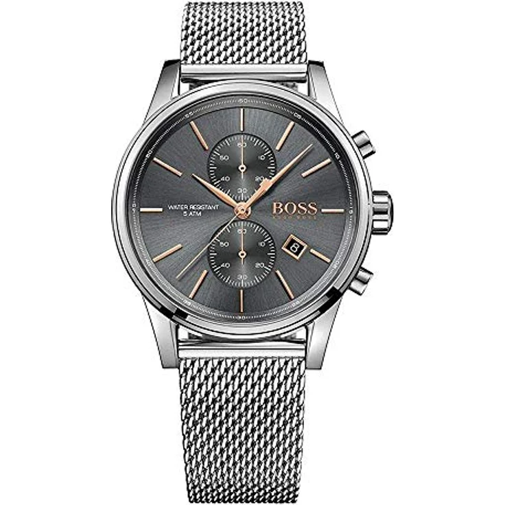 BOSS Chronograph Quarz Uhr für Herren mit Silbernes Edelstahl-Mesh-Gliederarmband - 1513440 – Bild 1