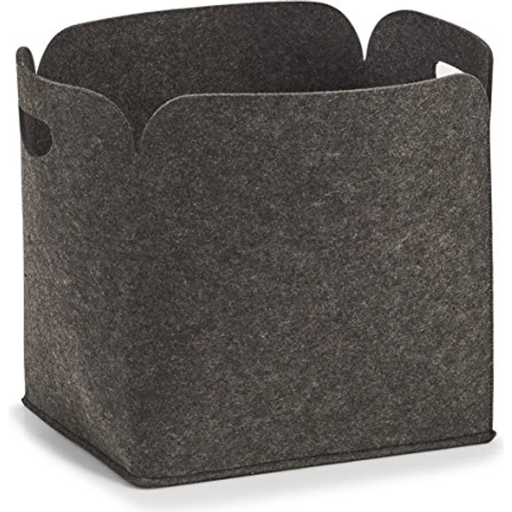 ZELLER Aufbewahrungskorb 14369, hoch, Filz, anthrazit, 36 x 28 x 36 cm, mit praktischen Griffen