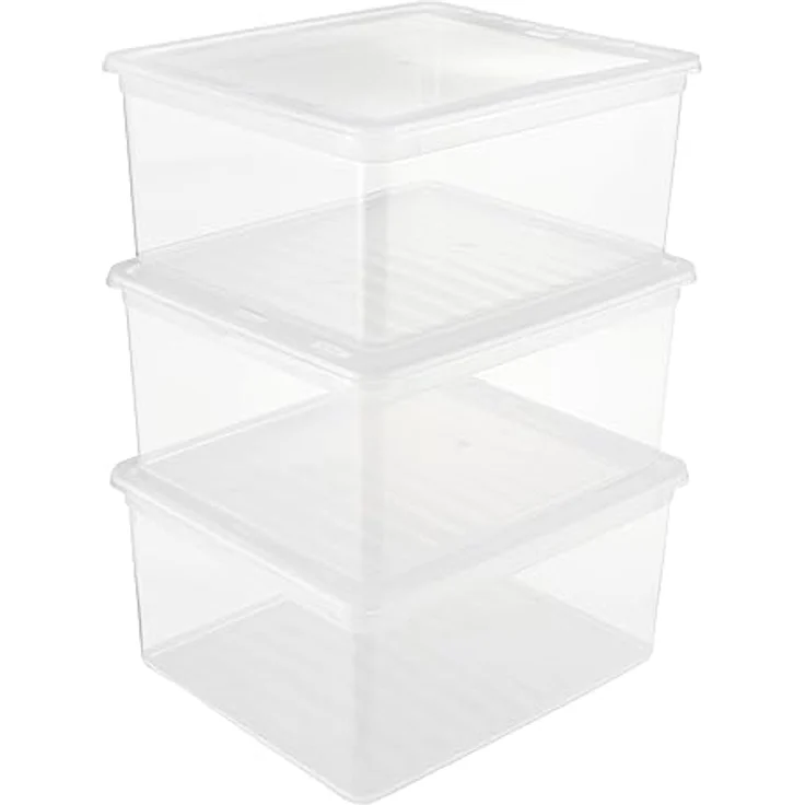 keeeper Aufbewahrungsboxen mit Air Control System, 3-teiliges Set, Höhe: 18 cm, 3 x 18 l, 39 x 33,5 x 18 cm, Bea, Transparent – Bild 3