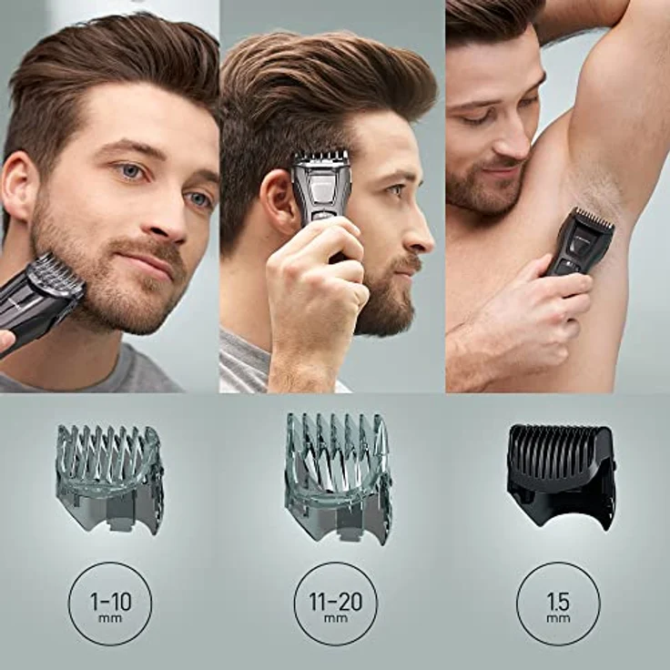Panasonic Bart-/Haarschneider ER-GB61 waschbar Akkubetrieb Stahlklingen inkl. 3 Aufsätze schwarz – Bild 3