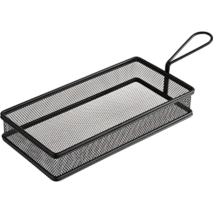 Assheuer + Pott APS 40629 Servier-Frittierkorb SNACKHOLDER, Edelstahl, 26 x 13 cm, Höhe 5 cm, schwarz, für das originelle Servieren von Beilagen und Frittieren – Bild 1