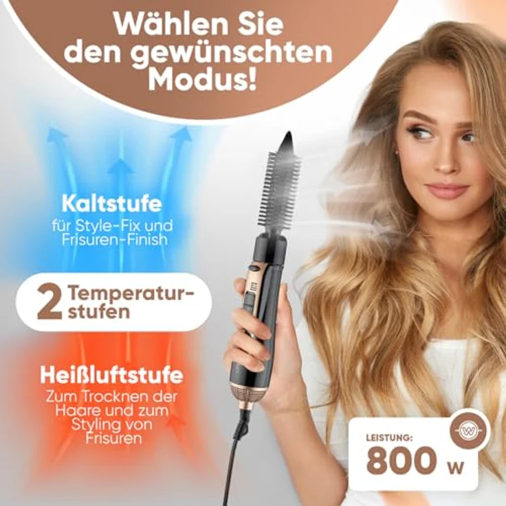 CLATRONIC HAS 3818, 3-in-1 Warmluftbürste mit 3 Aufsätzen, 2 Temperaturstufen und Kaltstufe – Bild 4