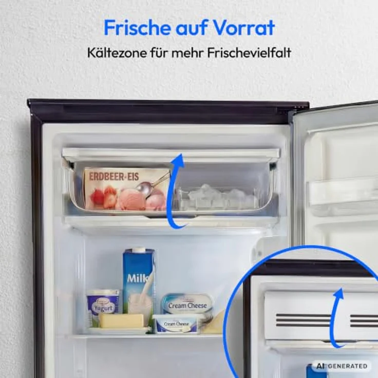 MEDION MD370033 Kühlschrank mit Gefrierfach, 90 Liter, Energieeffizienzklasse E, Anthrazit – Bild 5