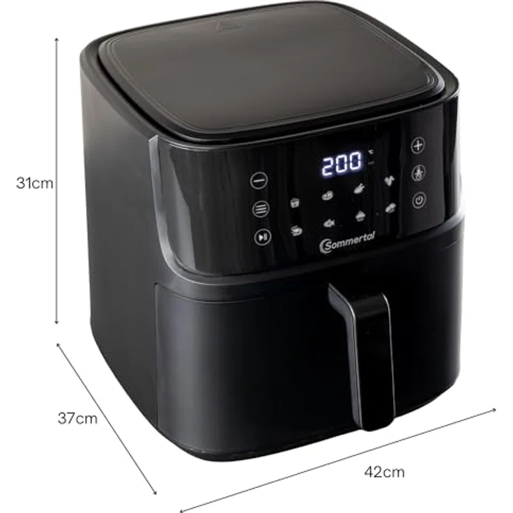 Sommertal Heißluftfritteuse XXL, 2000 W, Touchscreen, 8 Programme, TÜV Rheinland GS geprüft, 7,6 Liter – Bild 6