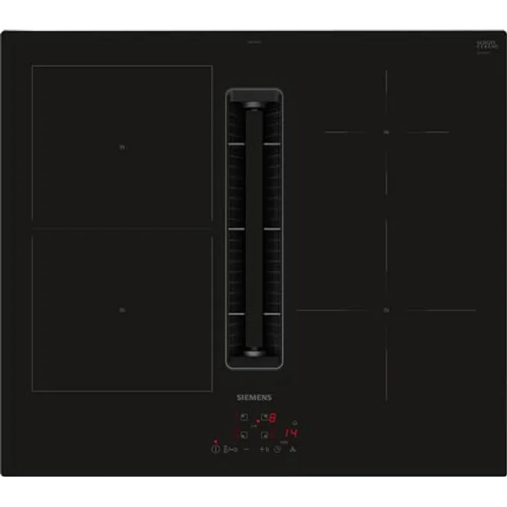 Siemens ED611BS16E iQ300, Kochfeld mit Dunstabzug (Induktion), 60 cm, Rahmenlos aufliegend, Schwarz, flächenbündig, touchControl, powerBoost – Erhöhe die Power einzelner Induktionszonen