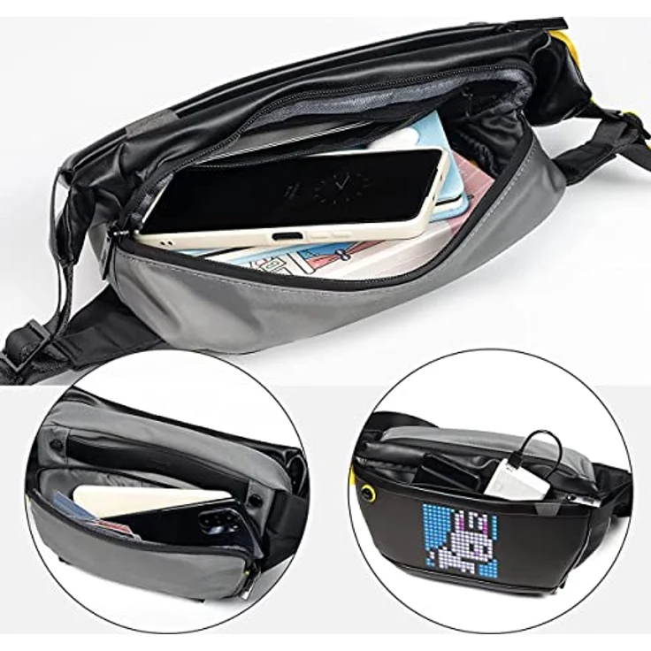 Divoom LED Display Umhängetasche Wasserdicht Schulter Reiserucksack Schwarz Zeitgenössisch – Bild 3