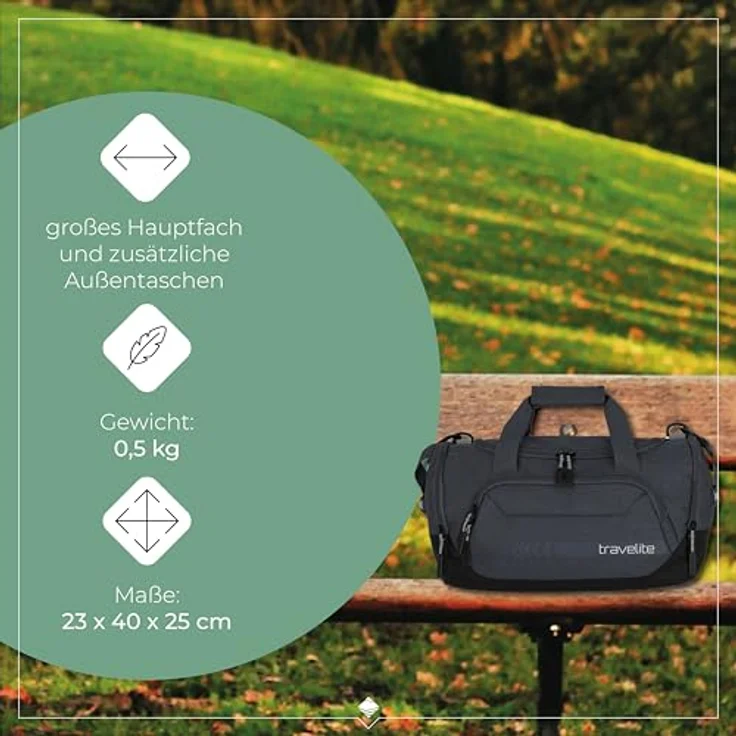 Travelite Kick Off Weekender Reisetasche S, 40 cm, grau, 100% Polyester – Bild 4