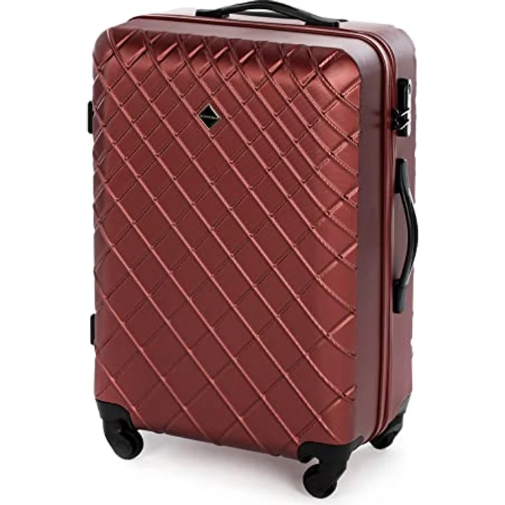 WITTCHEN Reisekoffer Rollkoffer Trolley Mittlerer Koffer Handgepäck Hartschale aus ABS mit 4 Spiner Rollen Zahlenschloss Teleskopgriff Classic line Größe L Burgund – Bild 2